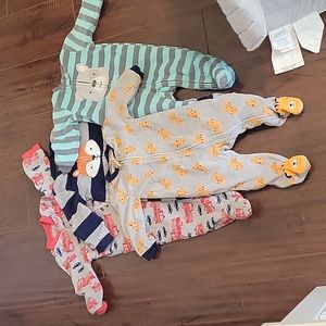 Bundle of 4 3-6M footed fleece PJs